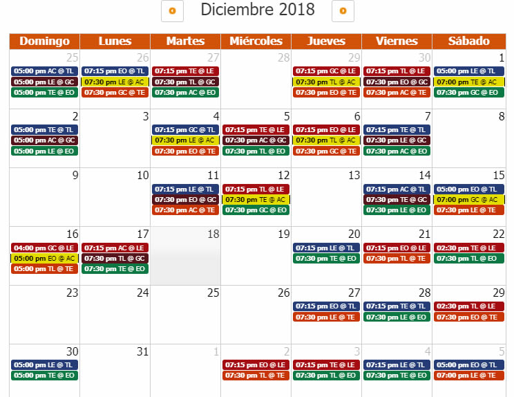 calendario round robin lidom