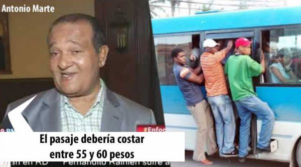 Antonio Marte dice que el pasaje debería costar entre 55 y 60 pesos