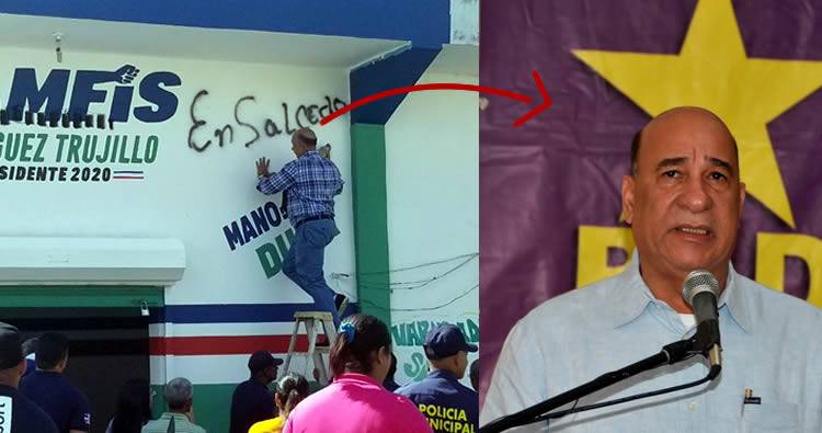 Video: Bauta Rojas vandaliza local de Ramfis Trujillo en Salcedo