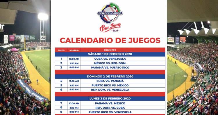 Calendario Serie del Caribe San Juan, Puerto Rico 2020