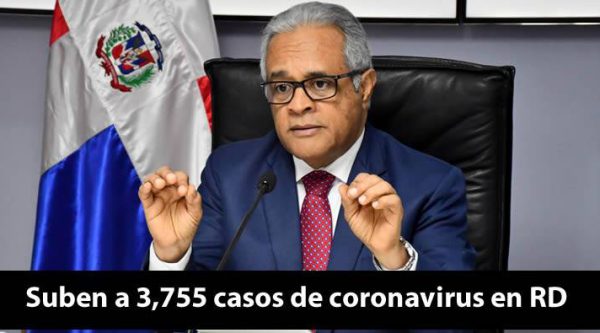 Suben a 3,755 casos de coronavirus en RD