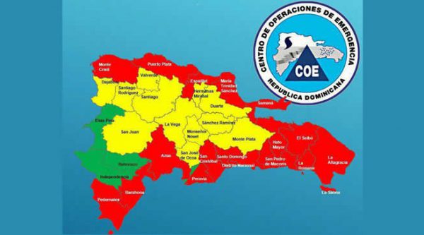 COE sube a 17 las provincias en alerta roja