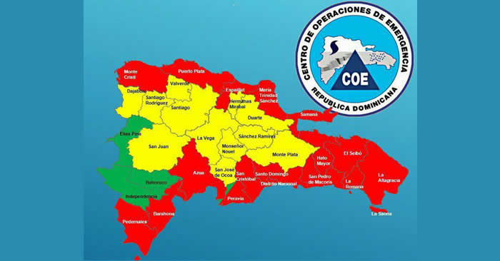 COE sube a 17 las provincias en alerta roja