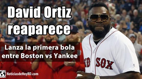 imagen david ortiz lanza primera bola boston vs yankee