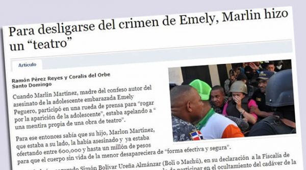 El Listín publica el teatro de Marlin Martínez con el caso Emely Peguero