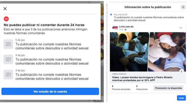 Facebook nos bloquea por publicar ataque a Pedro Botello por reclamo 30% AFP