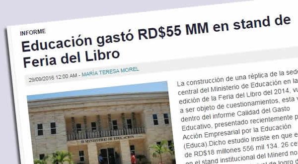 Educación gastó RD$55 Millones en stand de Feria del Libro