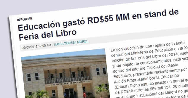Educación gastó RD$55 Millones en stand de Feria del Libro