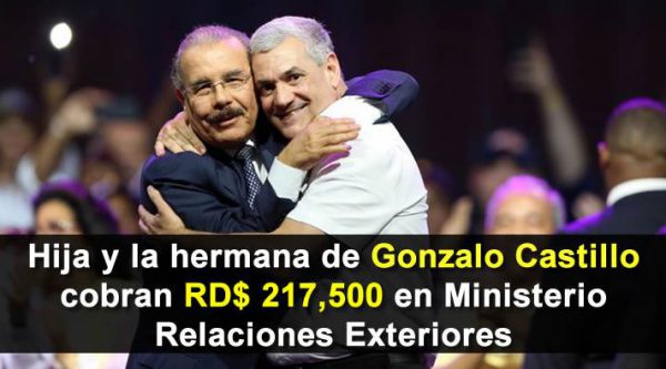 Hija y la hermana de Gonzalo Castillo cobran RD$217,500 pesos en Ministerio Relaciones Exteriores