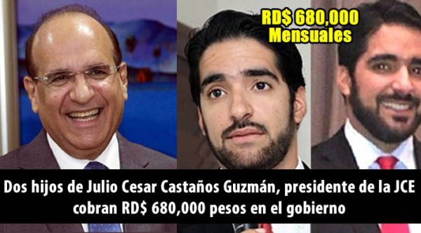 Dos hijos de Julio Cesar Castaños Guzmán, presidente de la JCE cobran 680,000 pesos en el gobierno