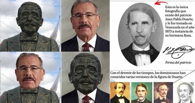 Historiador dice busto de Duarte Plaza La Bandera no se parece a Danilo Medina