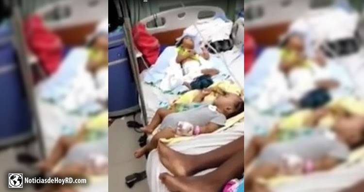 Video: Denuncian ponen cuatro y cinco niños en una sola cama en en hospital Arturo Grullón