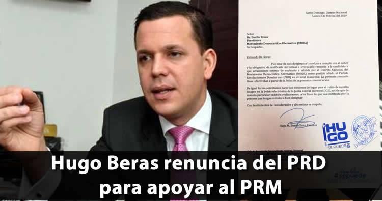 Confirman renuncia de Hugo Beras como candidato a alcalde por el PRD