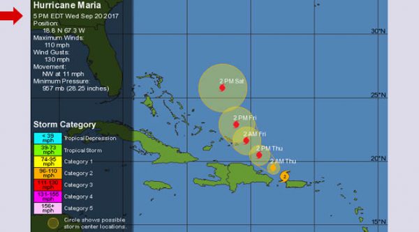 Huracán María reduce de intensidad a categoría 2