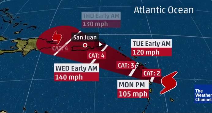 Huracán María alcanza categoría 2 y se prevé se fortalezca más en las próximas horas