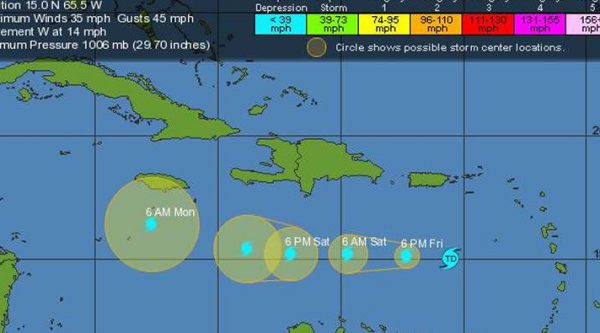 Isaac provocará lluvias y tormentas eléctricas desde esta tarde