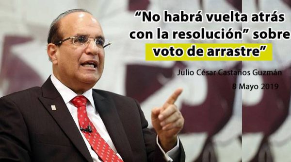 Julio César Castaños Guzmán dice que “no habrá vuelta atrás con la resolución” sobre voto de arrastre