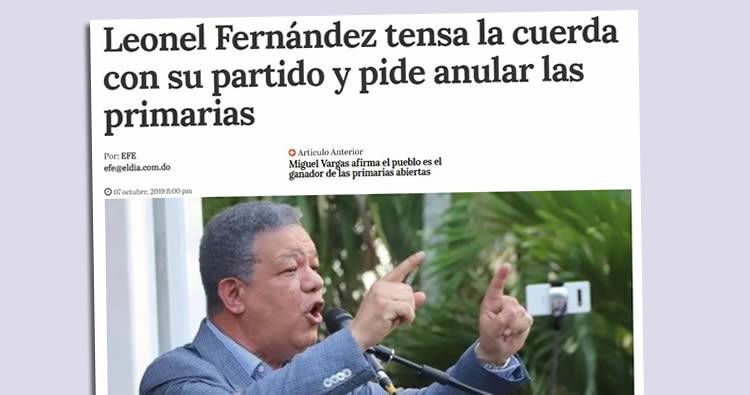 Leonel Fernández pide anular las primarias