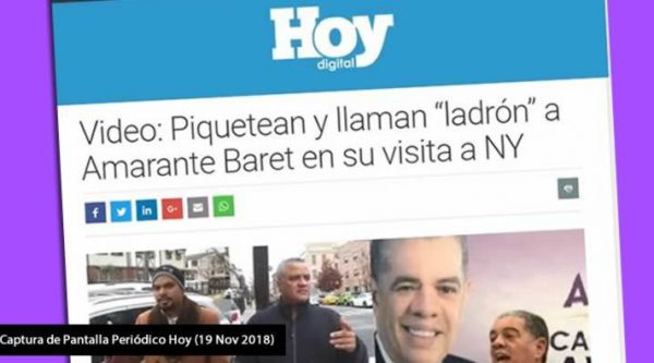 Llaman ‘ladrón’ a Amarante Baret en su visita a NY (Periódico Hoy)