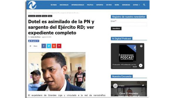 En allanamiento encuentran carnets de Octavio Dotel como Sargento del Ejercito y asimilado de la PN