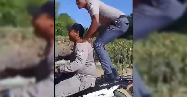 Video: Policía haciendo malabares en un motor