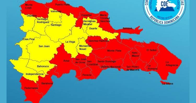 Por Tormenta Tropical Laura, hay 20 provincias en alerta roja y 12 en amarilla