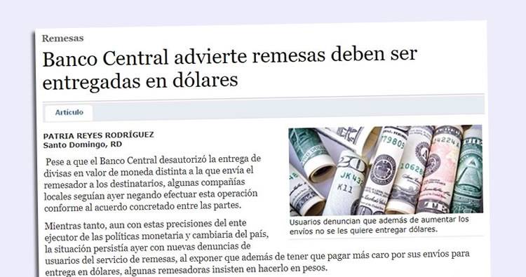Banco Central advierte remesas deben ser entregadas en dólares