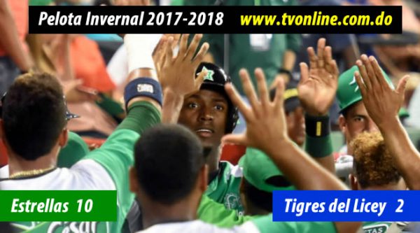 Las Estrellas derrotan 10 carreras por 2 a los Tigres del Licey