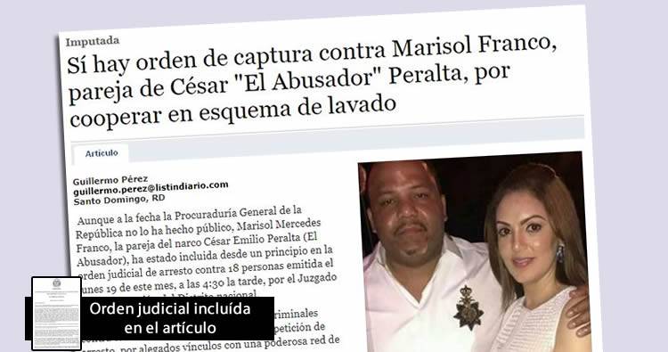 Listín Diario: Sí hay orden de captura contra Marisol Franco, Procuraduría no lo ha hecho público