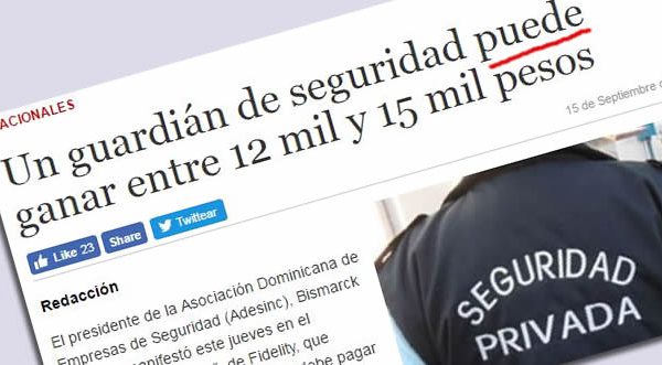 Salario de un guardián de seguridad en Rep. Dom