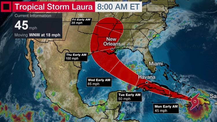 Centro de la tormenta Laura sale de RD y se desplaza sobre Haití