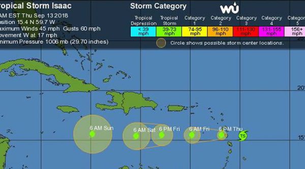 Isaac llega esta mañana a las Antillas Menores; vaguada provocará aguaceros en RD