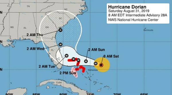 Dorian sube a categoría 4 y avanza hacia Florida, EEUU