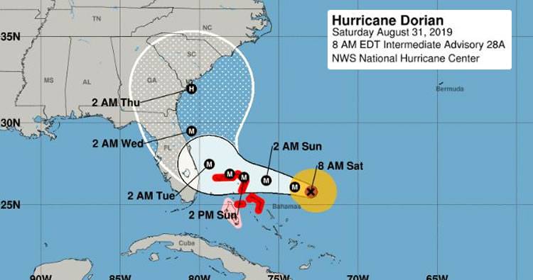 Dorian sube a categoría 4 y avanza hacia Florida, EEUU