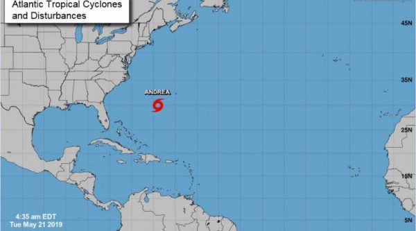 Tormenta Andrea se forma sobre el océano Atlántico