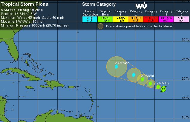 Trayectoria Tormenta tropical Fiona