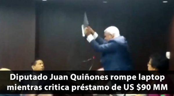 Video: Diputado Juan Quiñones rompe laptop mientras critica préstamo de US$90 Millones