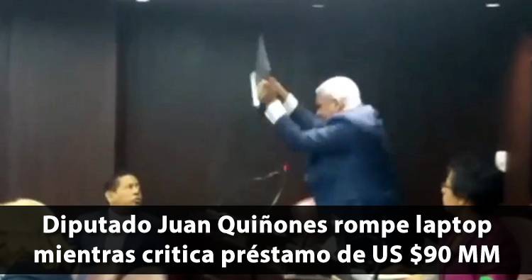 Video: Diputado Juan Quiñones rompe laptop mientras critica préstamo de US$90 Millones