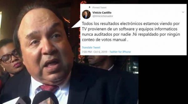 Vinicio Castillo: Resultados vienen de un software nunca auditados por nadie