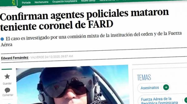 Confirman agentes policiales mataron al teniente coronel piloto de la Fuerza Aérea Ramón Israel Rodríguez Cruz