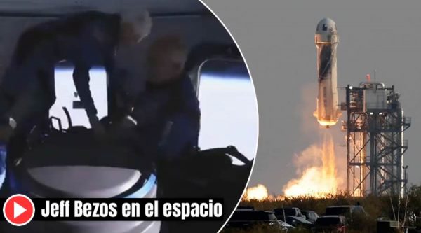 Video: Momento en que Jeff Bezos y tripulantes entraron al espacio y flotaron en gravedad cero