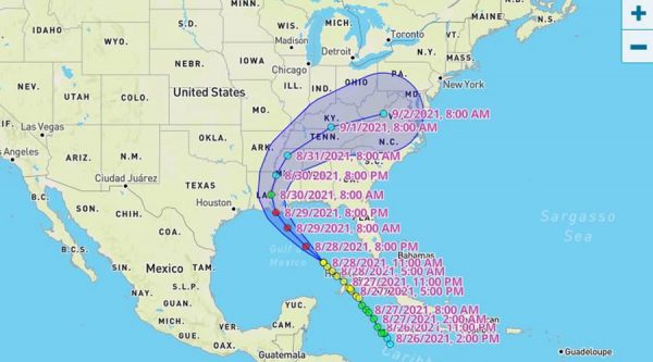 Trayectoria Huracán Ida