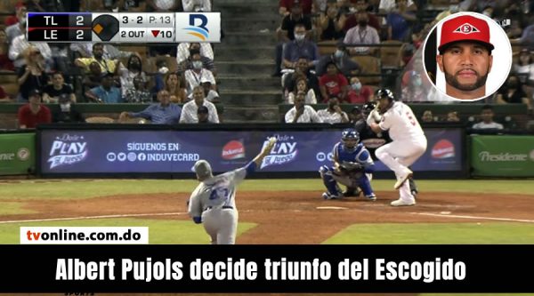 Video: Hit de Albert Pujols decide triunfo Leones del Escogido vs Tigres del Licey