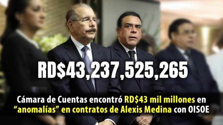 Cámara de Cuentas encontró RD$43 mil millones en anomalías en contratos de Alexis Medina con OISOE