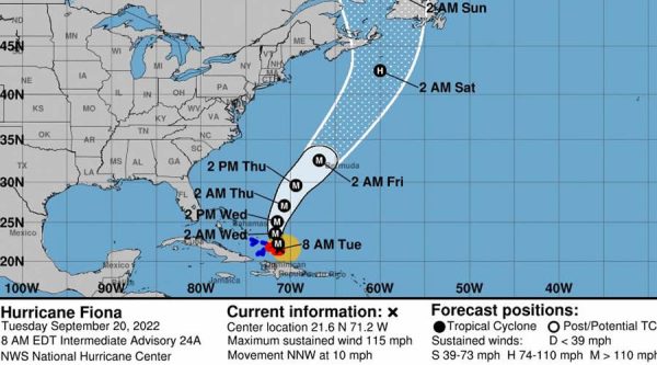 Huracán Fiona ya es categoría 3; castiga islas Turcos y Caicos