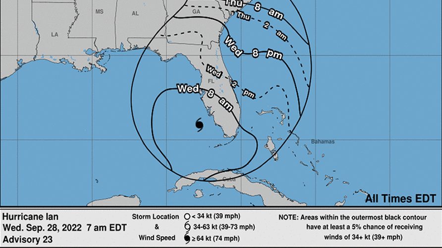 Huracán Ian roza la categoría 5 en su avance hacia Florida